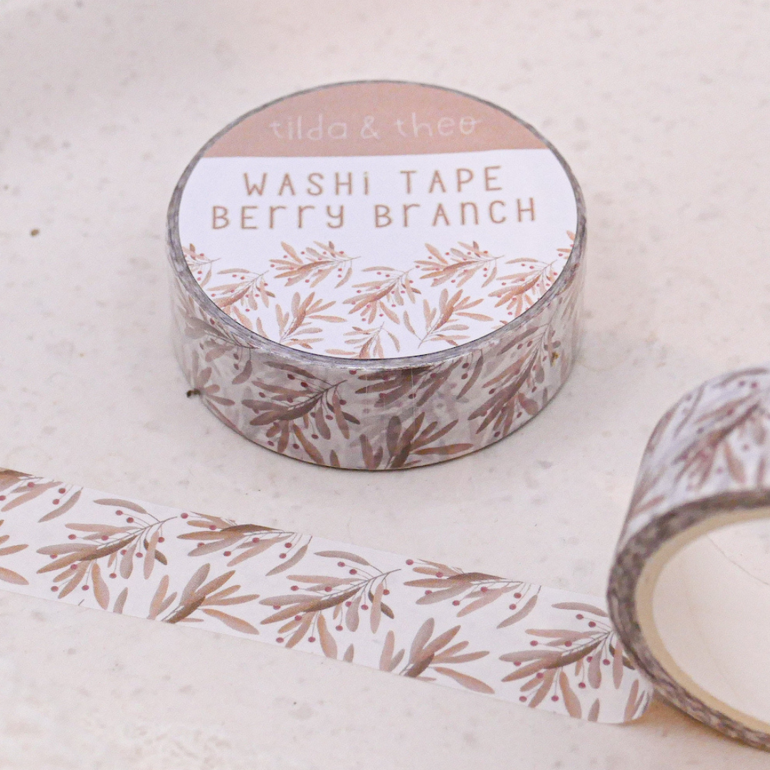 Washi Tape Twigs Blossoms - Masking Tape Berry