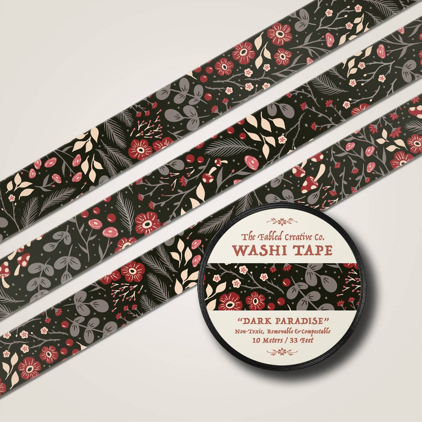 Dark Paradise Floral Washi Tape