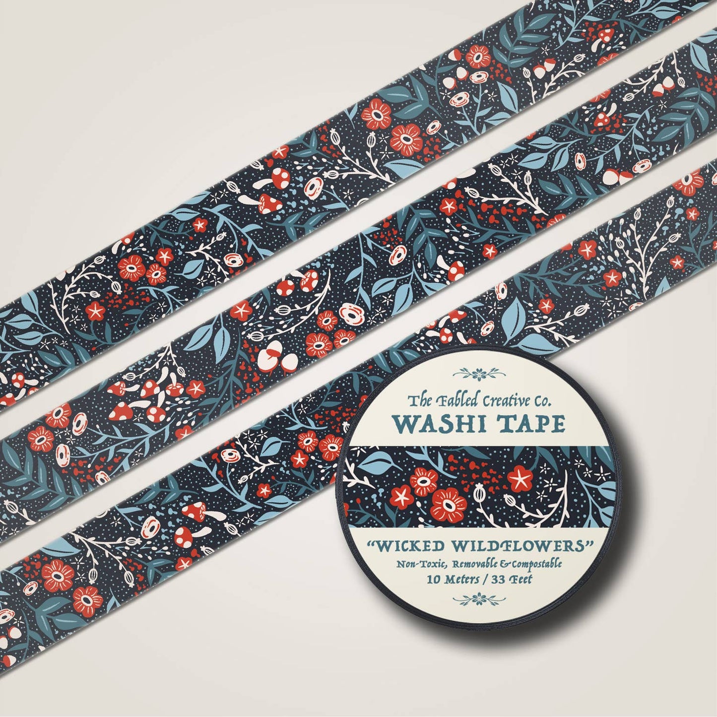 Wicked Wildflowers Washi Tape - Cobalt