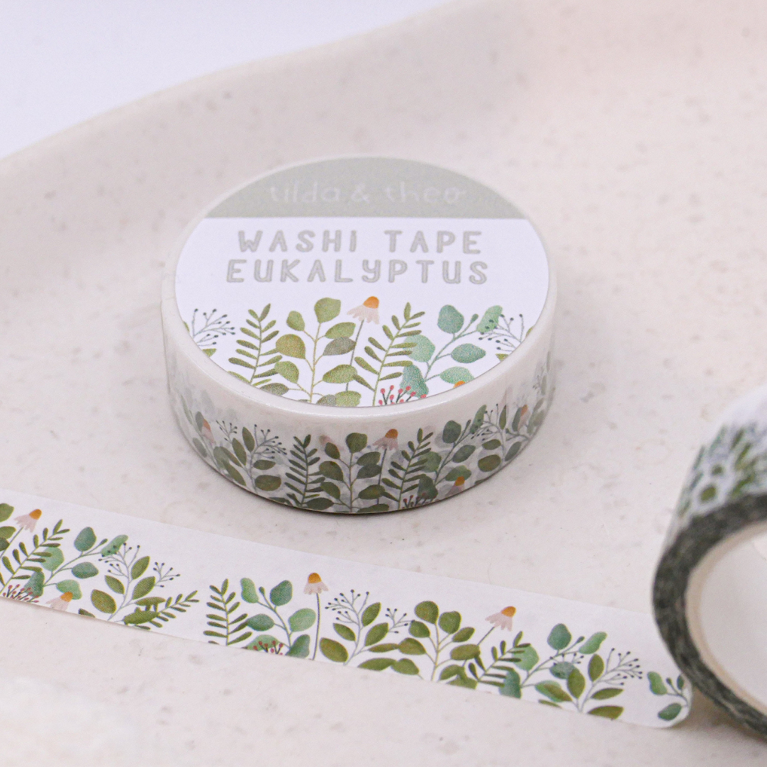 Washi tape eucalyptus branches - adhesive tape masking tape flowers